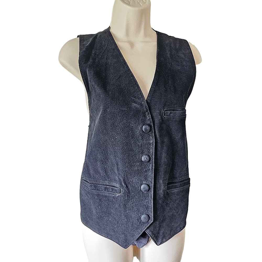Don't Stop Classics Western Black Suede Leather Vest